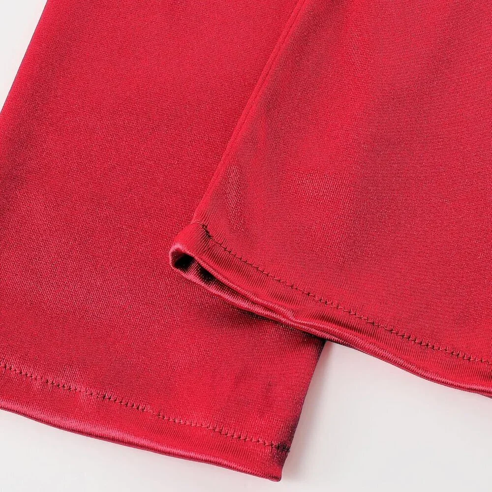 Women's Long Satin Gloves Dark Red Stretchy Upper Arm Length Costume Design